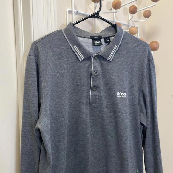 Hugo Boss - Classic Preppy Long Sleeve Polo Shirt - Grey - XL - Picture 2 of 13